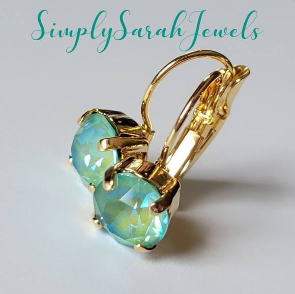 Hand Crafted Jewelry - Swarovski Crystal Earrings in Gold